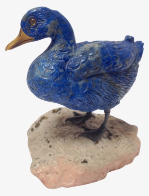 Carved Lapis Lazuli Duck Figurine Tiger Eye Beak - Rock