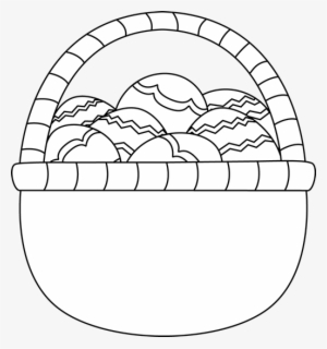 Blank Black And White Basket Of Easter Eggs Clip Art - Black And White Easter Basket Clip Art