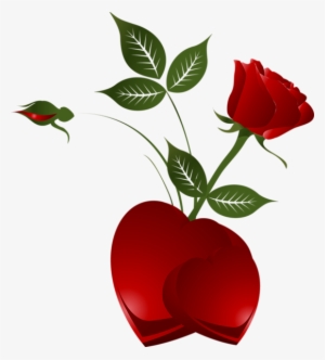 Transparent Rose Heart Png Clipart Picture - Red Rose And Hearts