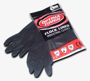 Heavy Duty Rubber Gloves - Ramon Optima Tough Flock Lined Industrial Gloves, L
