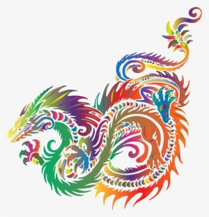 Colored Prismatic Dragon Vector Clipart Image