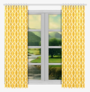 Sunny Yellow White Quatrefoil Classic Pattern Window - Sunny Window Png