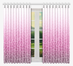 Ombre Pink And White Swirls Doodles Window Curtain - Window
