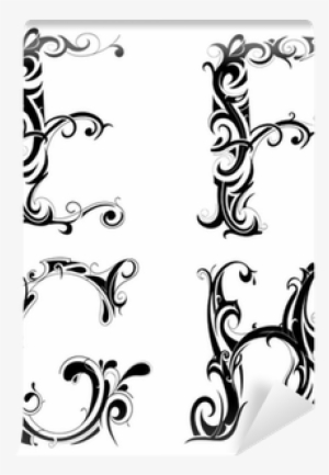 Set Of Decorative Letter Shape Isolated On White Wall - Tatuaggi Tribali Lettere Alfabeto