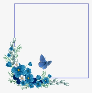 Ftestickers Border Frame Watercolorflowers Butterfly - Transparent Background Flower Border Png
