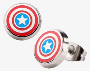 Captain America Shield Logo Stud Earrings