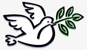 Vector Illustration Of Feathered Bird Peace Dove Carries - Friends Or Quakers