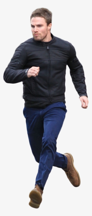 Stephen Amell Running [478 × 1117] - Leather Jacket