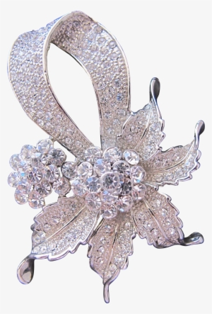 Rhinestone Brooch Pin With Flower Shape Sparkles Pave - Jewellery