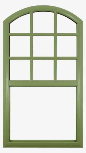 Example Of A Rounded Top, Green, Wood Textured Vinyl - Window