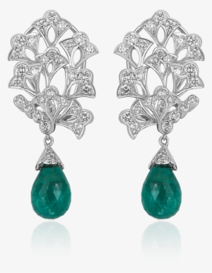 Emerald Tear Drop Diamond Earrings - Diamond Emerald Earrings Drop Png