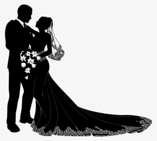 Wedding Clipart Png Format - Bride And Groom Silhouette Vector Free