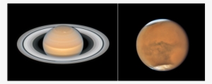 saturn and mars at opposition - hubble saturn