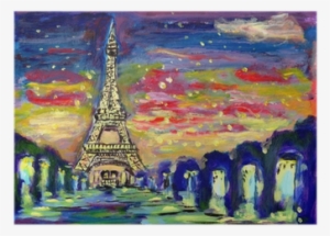 Watercolor Sunset Png - Art Print: Jim80's Oil Painting Sunset Paris, 61x46cm.