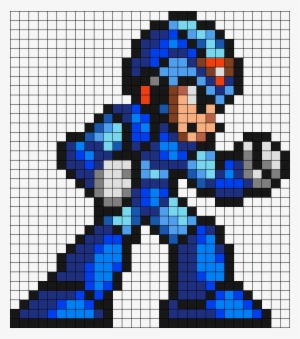 Mega Man X Perler Bead Pattern Bead Sprite Mega Man X Pixel Art Grid Transparent Png 631x715 Free Download On Nicepng