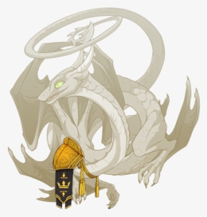 Gold Filigree Banner Spiral F - Dragon Drowning