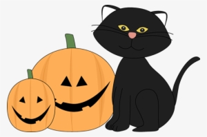 Halloween Black Cat And Jack O Lantern Clip Art - Black Cat Clip Art Halloween