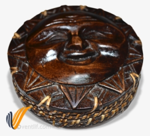 Wooden Carving Smiling Sun Face Jewelry Box - Carving