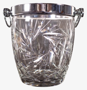 Cut Glass And Chrome Ice Bucket - Lid