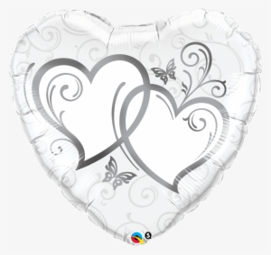 18" Entwined Silver Hearts Foil Balloon
