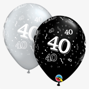 #40 Black And Silver Latex Balloon - 40th Birthday Balloon