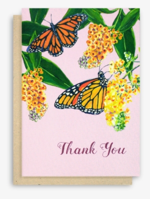 Monarch Butterfly Thank You Card With Purple Background - Foral Business Thank You Card