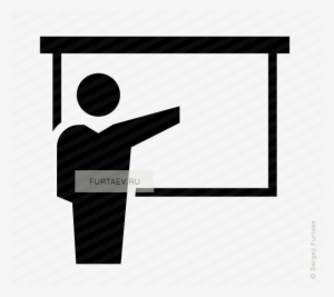 Vector Icon Of Speaker Presenting Slide Show On Screen - Präsentation Symbol
