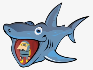 Sharkwithdiver - Cartoon Shark Eating A Man