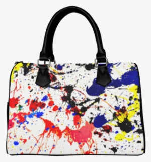 Blue & Red Paint Splatter Boston Handbag