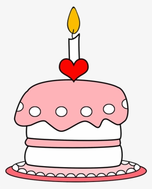Pink Birthday Cake With One Candle - Birthday Cake