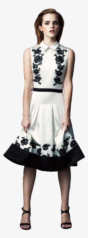 Actress Render By Pngs Celebrities - Emma Watson Black And White Dress