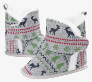 Petite Bello Boots Grey / 12-18 Months Christmas Pattern - Baby Boy Toddler Shoes Soft Sole Shoes Infant Walkers