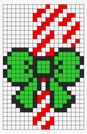 Christmas Candy Cane With Bow Perler Bead Pattern / - Easy Christmas Perler Bead Patterns