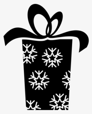 Christmas Gift Box With Snowflakes Pattern And A Ribbon - Christmas Presents Silhouette Free