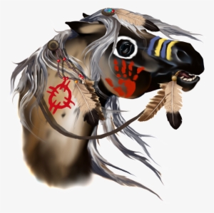 Feathers Hawk Paint Pic - Native American Horse Transparent Png