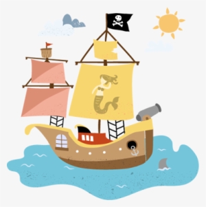 Pirate Ship Kids Wall Sticker - Cute Pirates! Shower Curtain