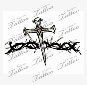 Marketplace Tattoo Nail Cross With Thorn Vine - Cross Armband Tattoo Designs