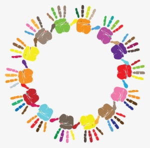 Free Clipart Of A Round Frame Of Handprints In Color - Colorful Hand Print Png