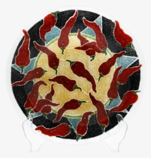Peggy Karr Chili Peppers Fused Glass Bowl Studio Art - Fused Glass