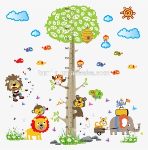 Kids Cartoon Jungle Forest Animals Zoo Monkey Tree - Wall