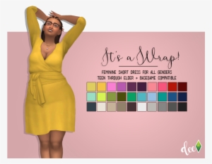 A Simple Sophisticated Wrap Dress With A Keyhole Back - Sims 4 Wrap Dress