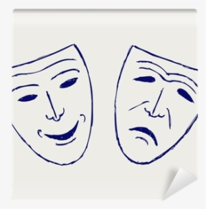 Classic Comedy-tragedy Theater Masks Wall Mural • Pixers® - Mascaras De Comedia Y Tragedia Para Imprimir