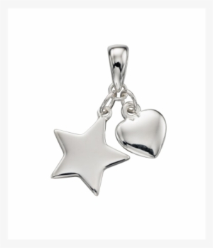 Sterling Silver 925 Heart And Star Double Pendant