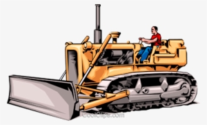 Man Driving Bulldozer Royalty Free Vector Clip Art - Heavy Equipment Operator Clipart