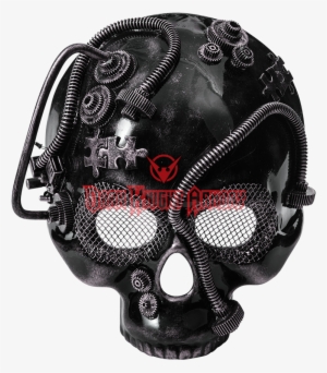 Silver Steampunk Skull Half Mask - Industrial Skeleton Mask (gold)