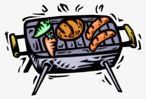 Vector Illustration Of Hot Dogs And Hamburgers Cooking - Barbecue