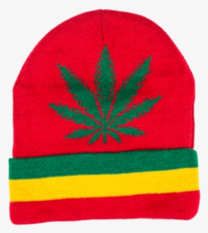 Red Rasta Weed Leaf Beanie Everythingfor420 - Knit Cap