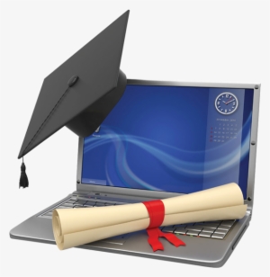 A Laptop For Learning With Graduation Cap And Diploma - Academic Degree