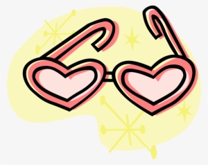 Vector Illustration Of Heart-shaped Sunglasses Protective - Birthday
