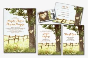 Rustic Country Heart Tree Wedding Invitations - Wedding Invitation